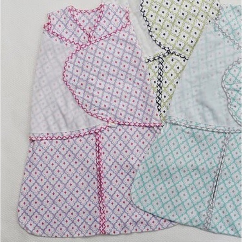 Pottery Barn Halo Convertible Swaddle Sleep Sack Lattice Geo Pink Purple Newborn